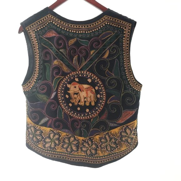 Women's Vest Velvet Elephant Festival Boho Artsy XL - Picture 2 of 6